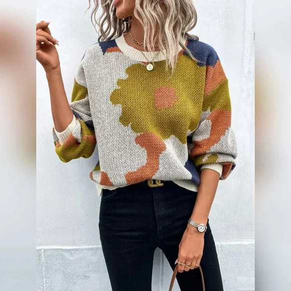 Colorblock Drop Shoulder Sweater - Picture 5 of 10